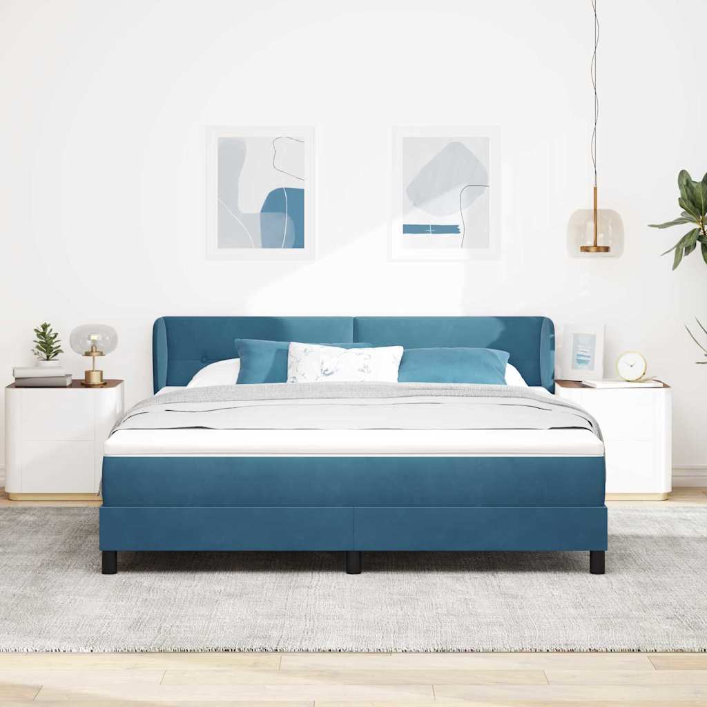 Letto a molle con testiera Blu scuro 180 x 200 cm Velluto | homemem39