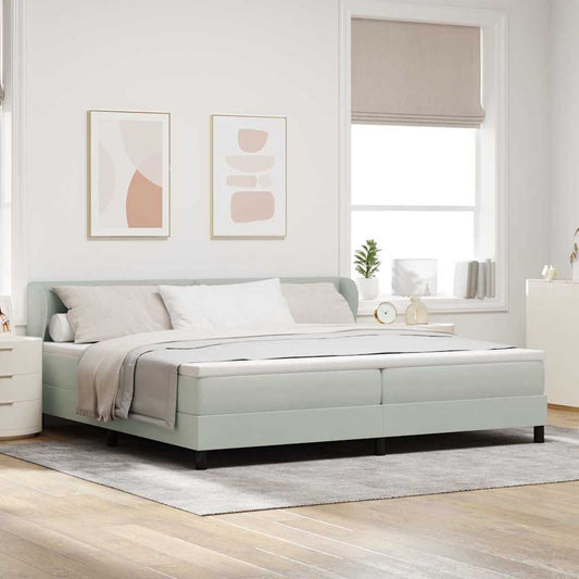 Letto a molle con testiera Grigio chiaro 200 x 200 cm Velluto | homemem39