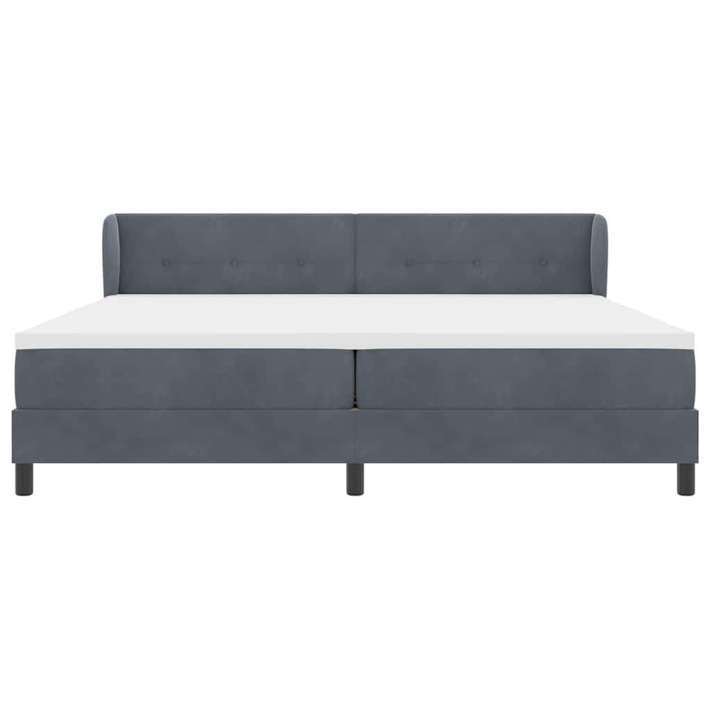 Letto a molle con testiera Grigio scuro 200 x 200 cm Velluto | homemem39