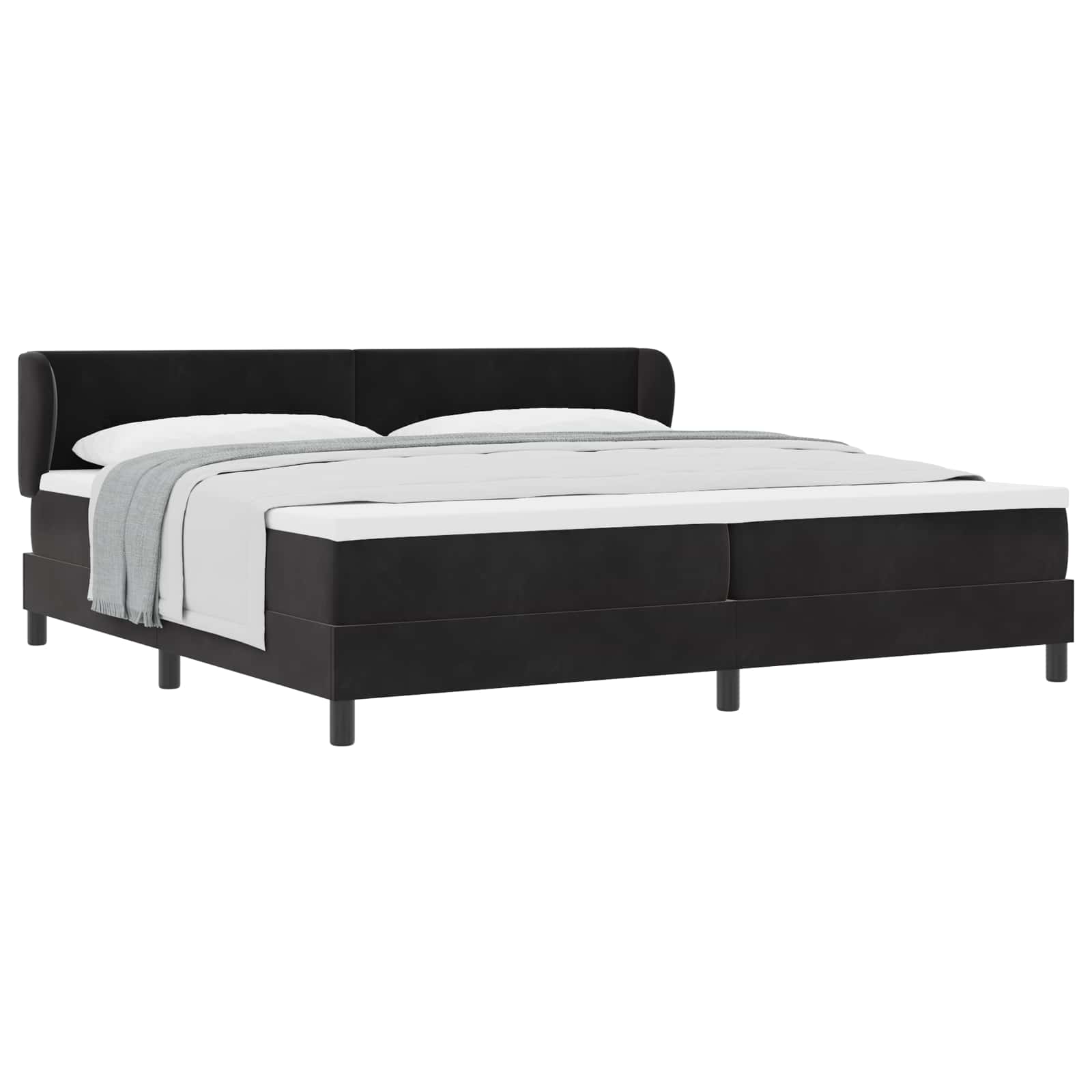 Letto a molle con testiera Nero 200 x 200 cm Velluto | homemem39