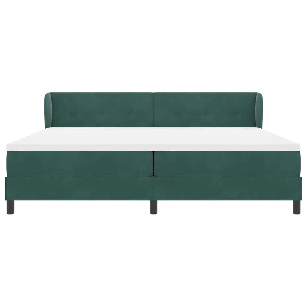Letto a molle con testiera Verde scuro 200 x 200 cm Velluto | homemem39