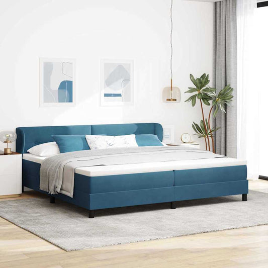Letto a molle con testiera Blu scuro 200 x 200 cm Velluto