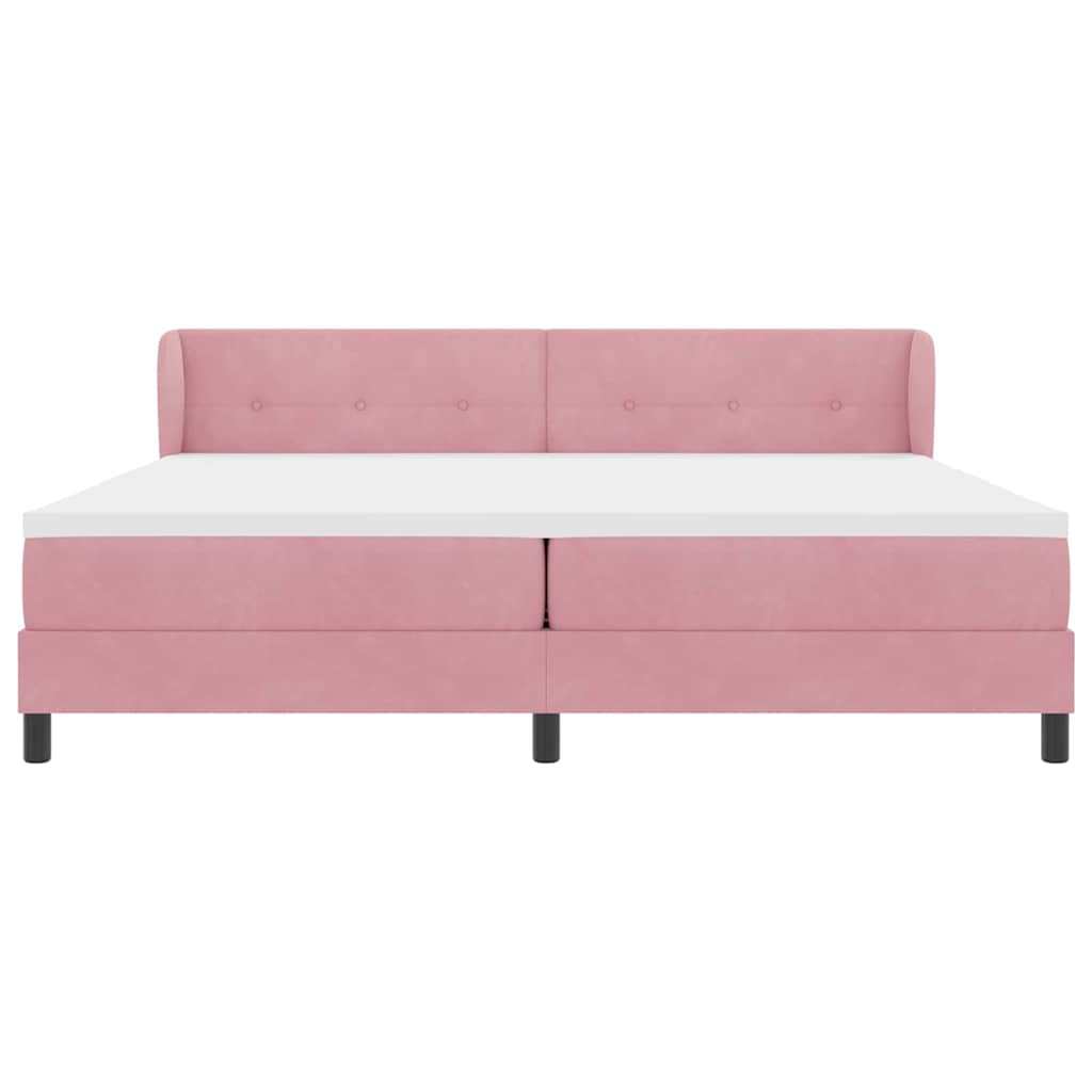 Letto a molle con testiera Rosa 200 x 200 cm Velluto | homemem39