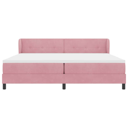 Letto a molle con testiera Rosa 200 x 200 cm Velluto | homemem39
