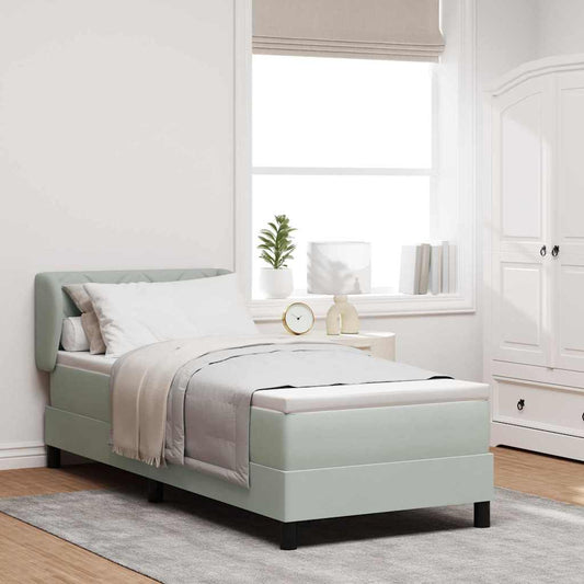 Letto a molle con testiera Grigio chiaro 80 x 200 cm Velluto