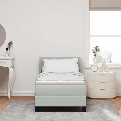 Letto a molle con testiera Grigio chiaro 80 x 200 cm Velluto