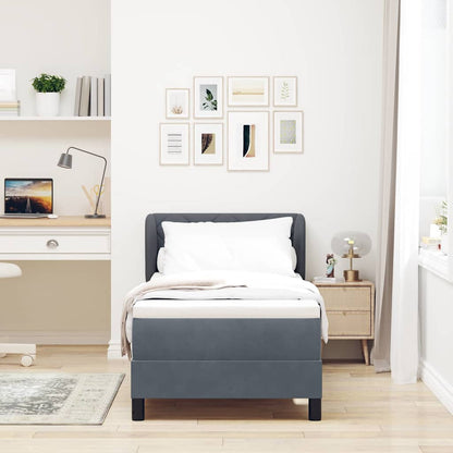 Letto a molle con testiera Grigio scuro 80 x 200 cm Velluto | homemem39