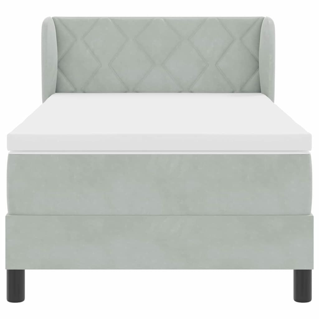 Letto a molle con testiera Grigio chiaro 90 x 190 cm Velluto | homemem39