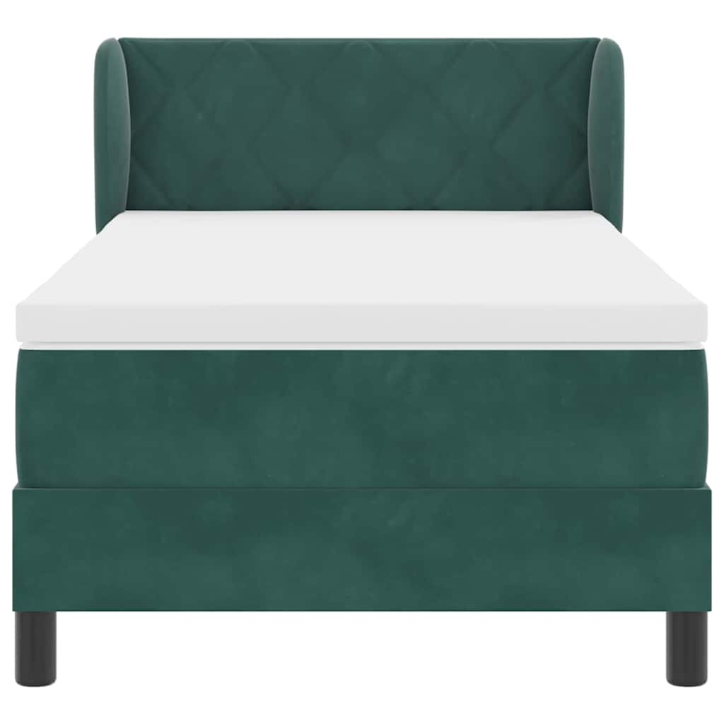 Letto a molle con testiera Verde scuro 90 x 190 cm Velluto | homemem39