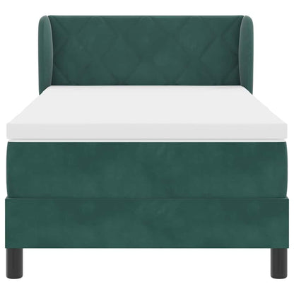 Letto a molle con materasso Verde scuro 90 x 190 cm Velluto