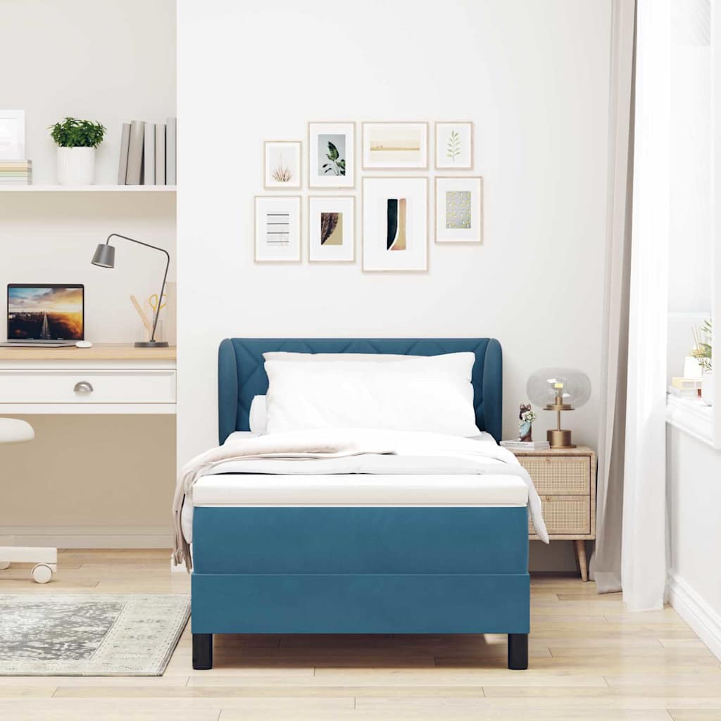 Letto a molle con testiera Blu scuro 90 x 190 cm Velluto | homemem39