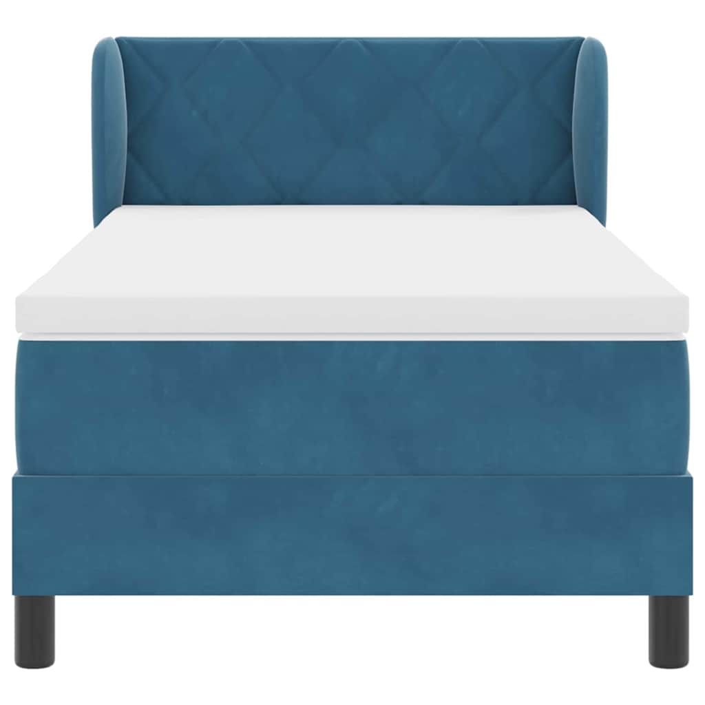 Letto a molle con testiera Blu scuro 90 x 190 cm Velluto | homemem39