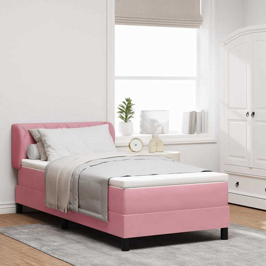 Letto con Molle e Materasso Grigio Scuro 80x200 cm Velluto Rosa