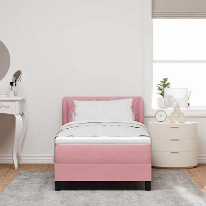 Letto con Molle e Materasso Grigio Scuro 80x200 cm Velluto Rosa