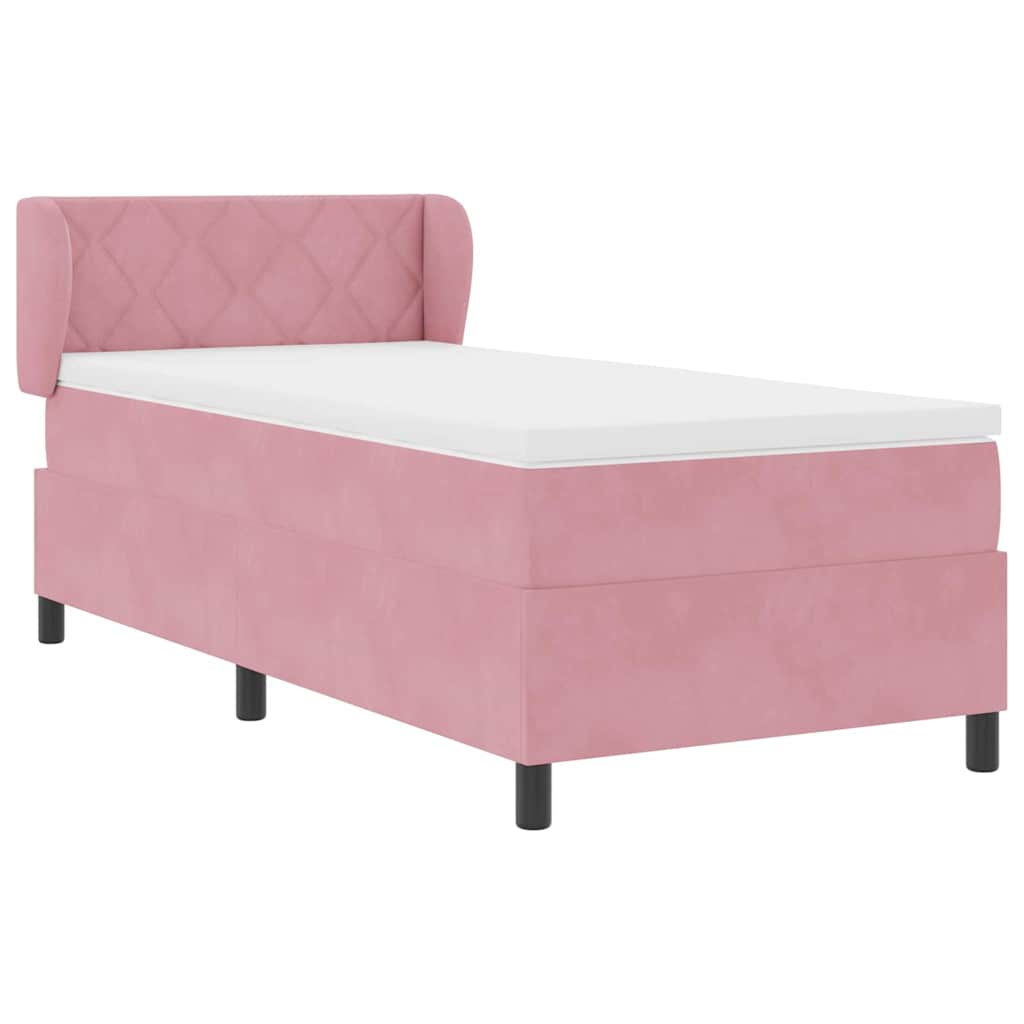 Letto con Molle e Materasso Grigio Scuro 80x200 cm Velluto Rosa