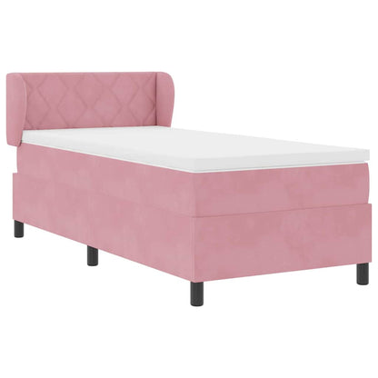 Letto con Molle e Materasso Grigio Scuro 80x200 cm Velluto Rosa