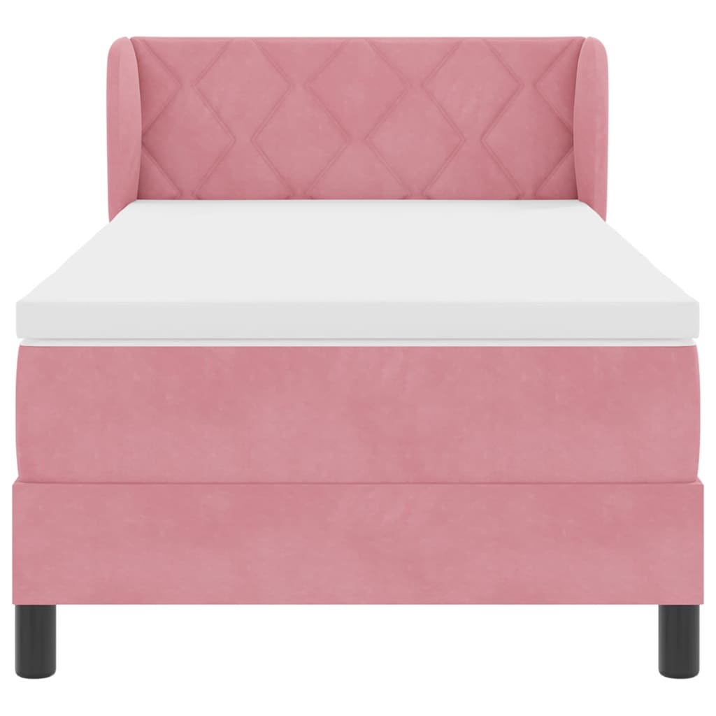 Letto con Molle e Materasso Grigio Scuro 80x200 cm Velluto Rosa