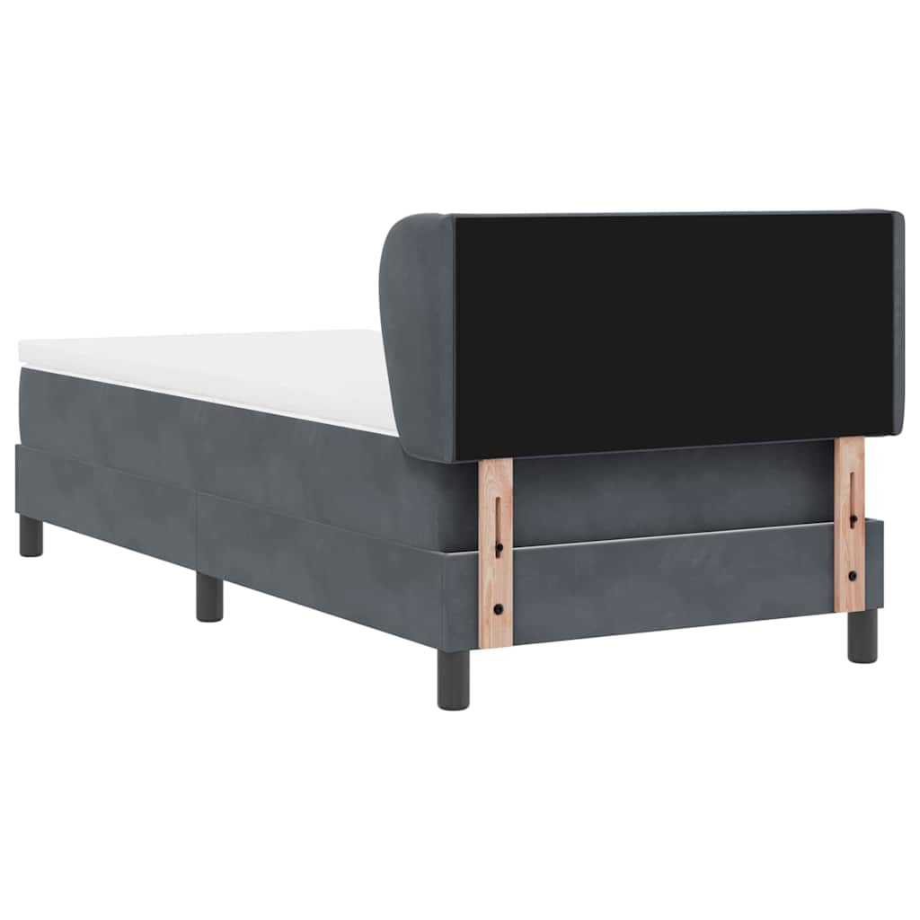 Letto a molle con materasso Grigio scuro 90 x 200 cm Velluto