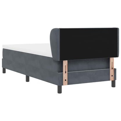 Letto a molle con materasso Grigio scuro 90 x 200 cm Velluto