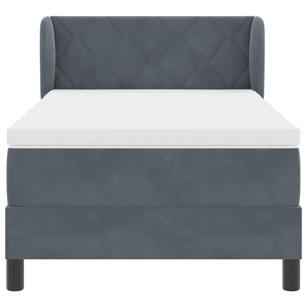 Letto a molle con materasso Grigio scuro 90 x 200 cm Velluto