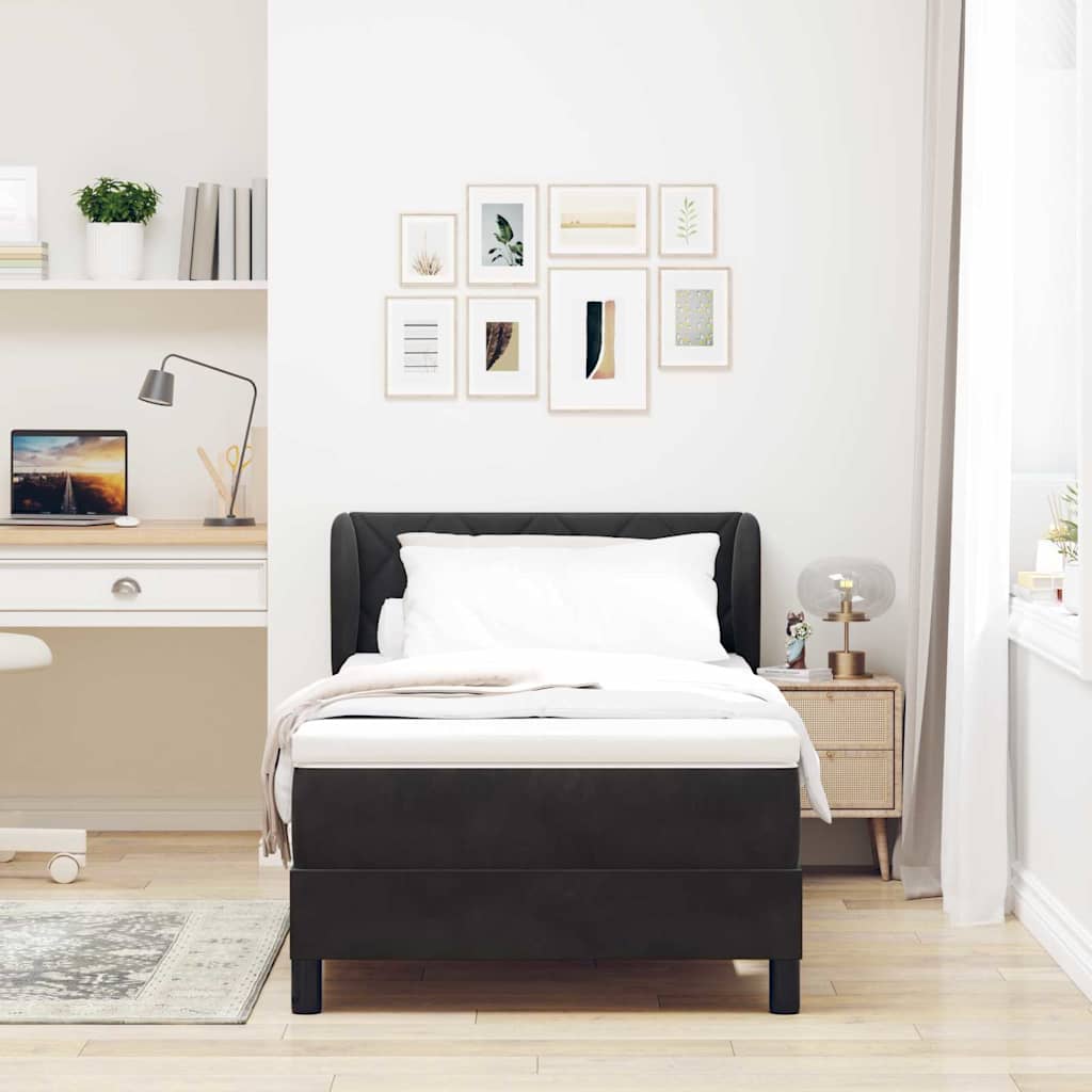 Letto a molle con testiera Nero 90 x 200 cm Velluto | homemem39