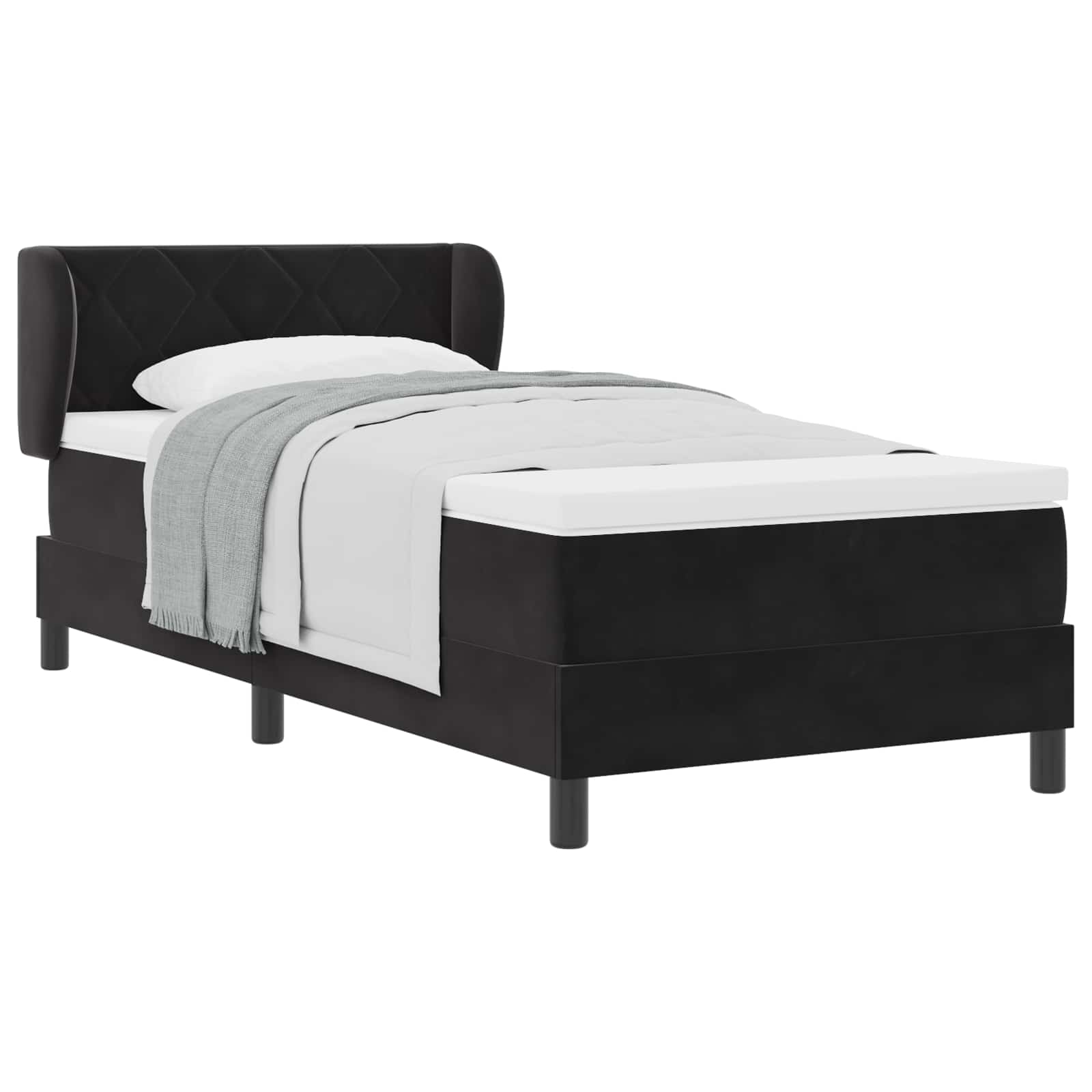 Letto a molle con testiera Nero 90 x 200 cm Velluto | homemem39
