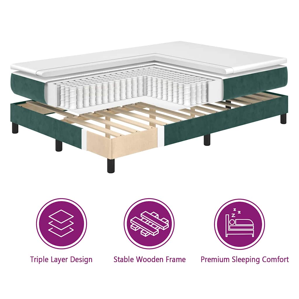 Letto a molle con testiera Verde scuro 90 x 200 cm Velluto | homemem39