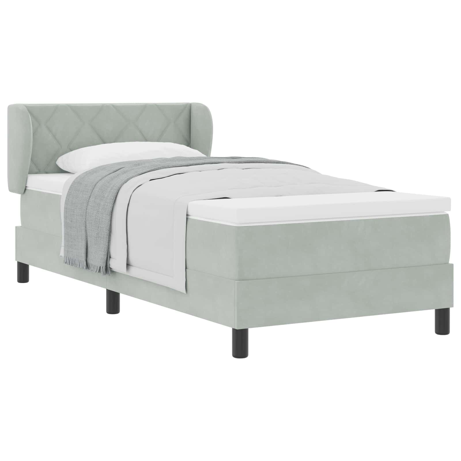 Letto a molle con materasso Grigio chiaro 100 x 200 cm Velluto - homemem39