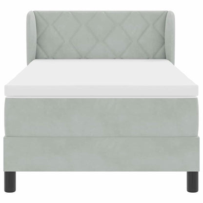 Letto a molle con materasso Grigio chiaro 100 x 200 cm Velluto - homemem39