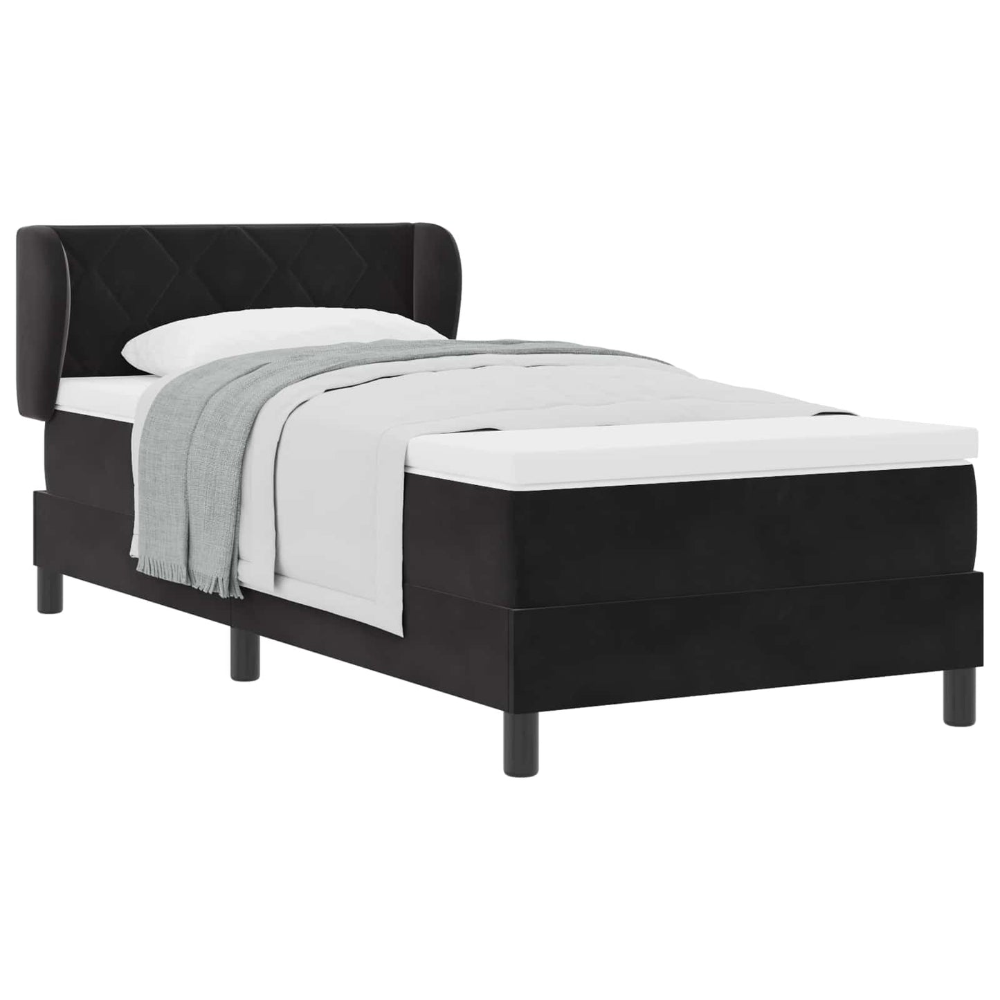 Letto a molle con testiera Nero 100 x 200 cm Velluto | homemem39
