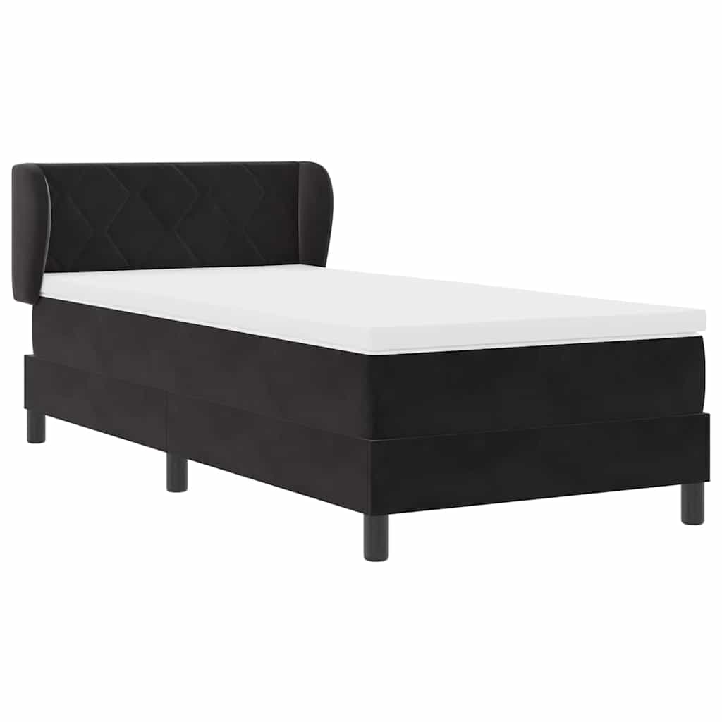 Letto con Molle e Materasso Grigio Scuro 80x200 cm Velluto Nero