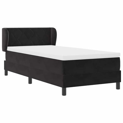 Letto con Molle e Materasso Grigio Scuro 80x200 cm Velluto Nero