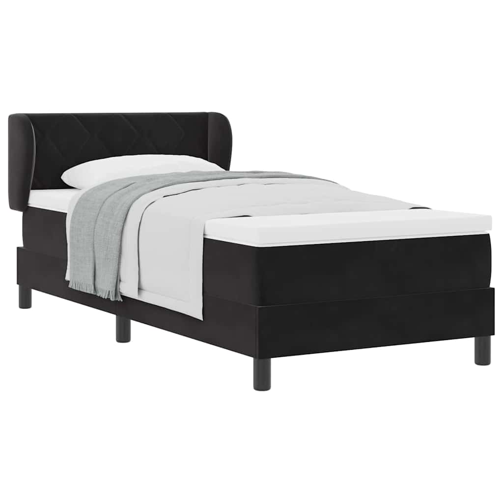 Letto con Molle e Materasso Grigio Scuro 80x200 cm Velluto Nero