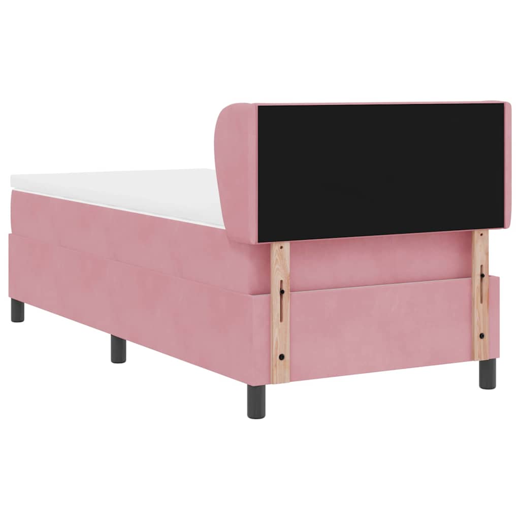 Letto a molle con materasso Rosa 100 x 200 cm Velluto