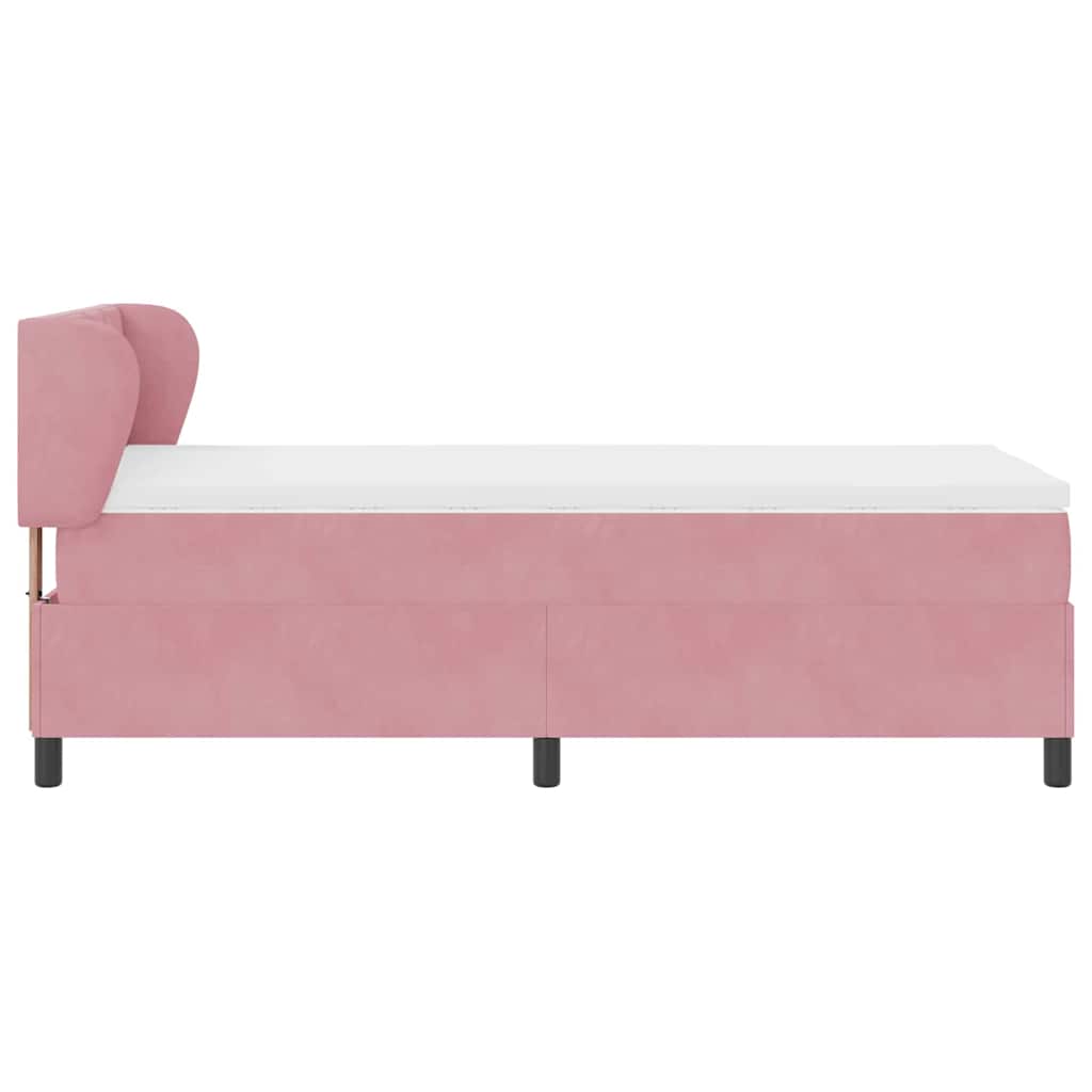 Letto a molle con materasso Rosa 100 x 200 cm Velluto