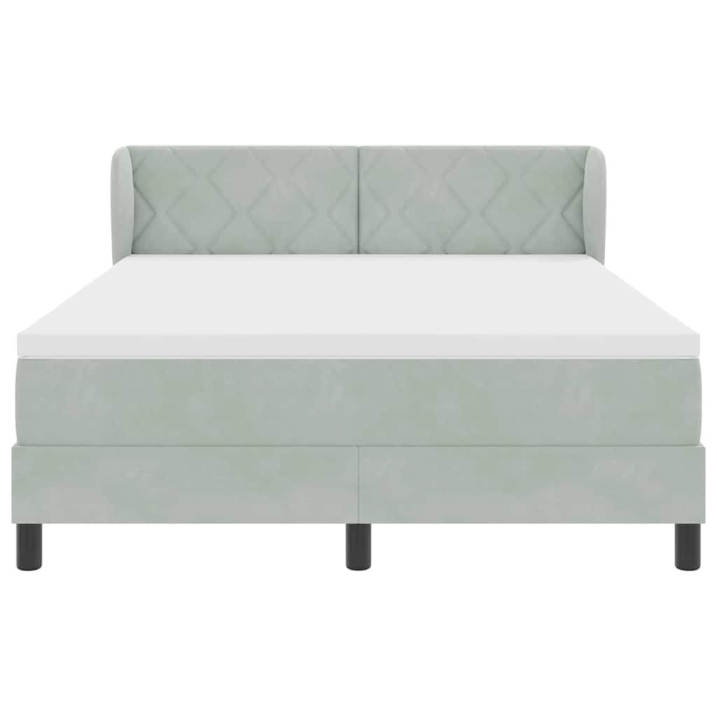 Letto a molle con materasso Grigio chiaro 140 x 190 cm Velluto
