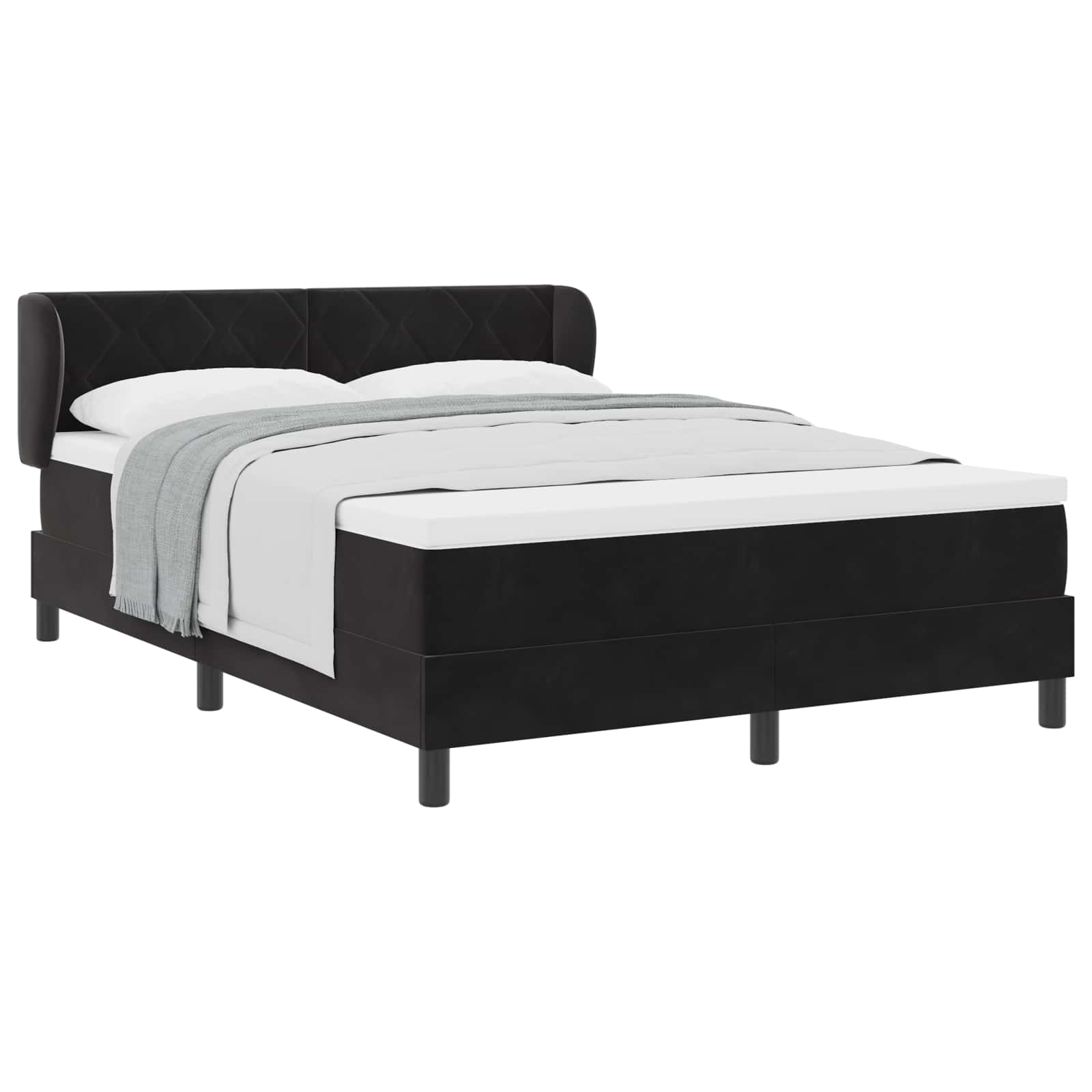 Letto a molle con testiera Nero 140 x 190 cm Velluto | homemem39