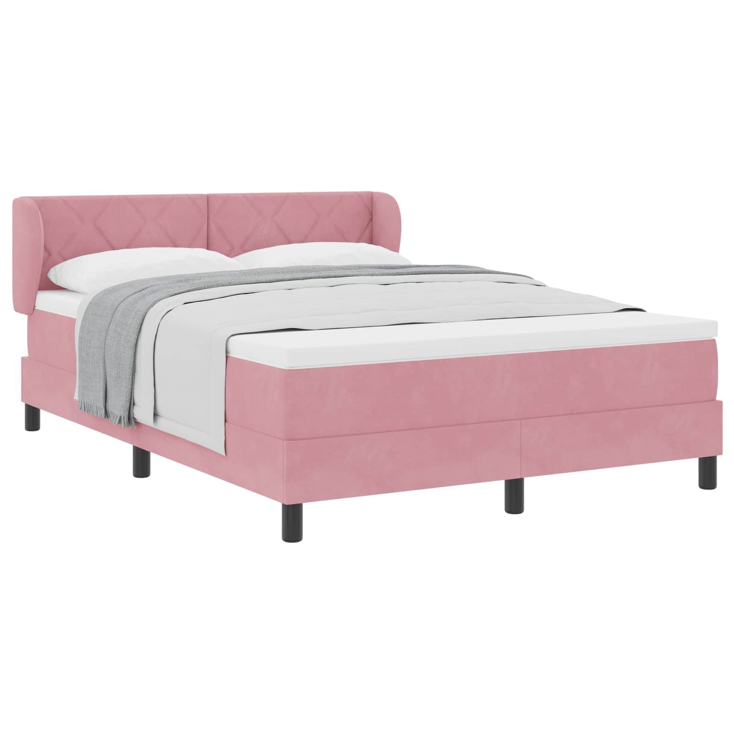 Letto a molle con testiera Rosa 140 x 190 cm Velluto | homemem39