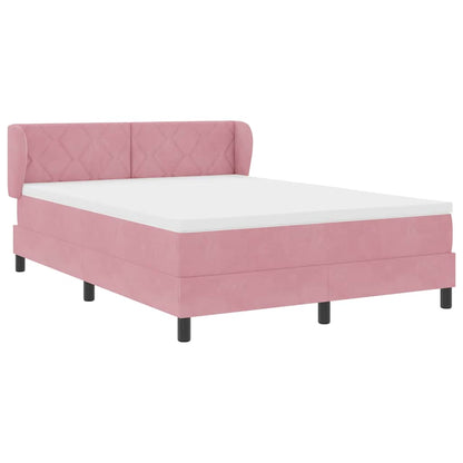 Letto a molle con testiera Rosa 140 x 190 cm Velluto | homemem39