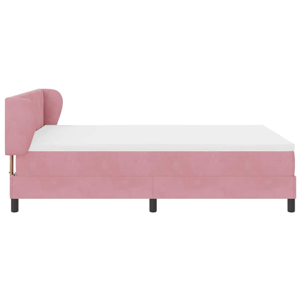 Letto a molle con testiera Rosa 140 x 190 cm Velluto | homemem39