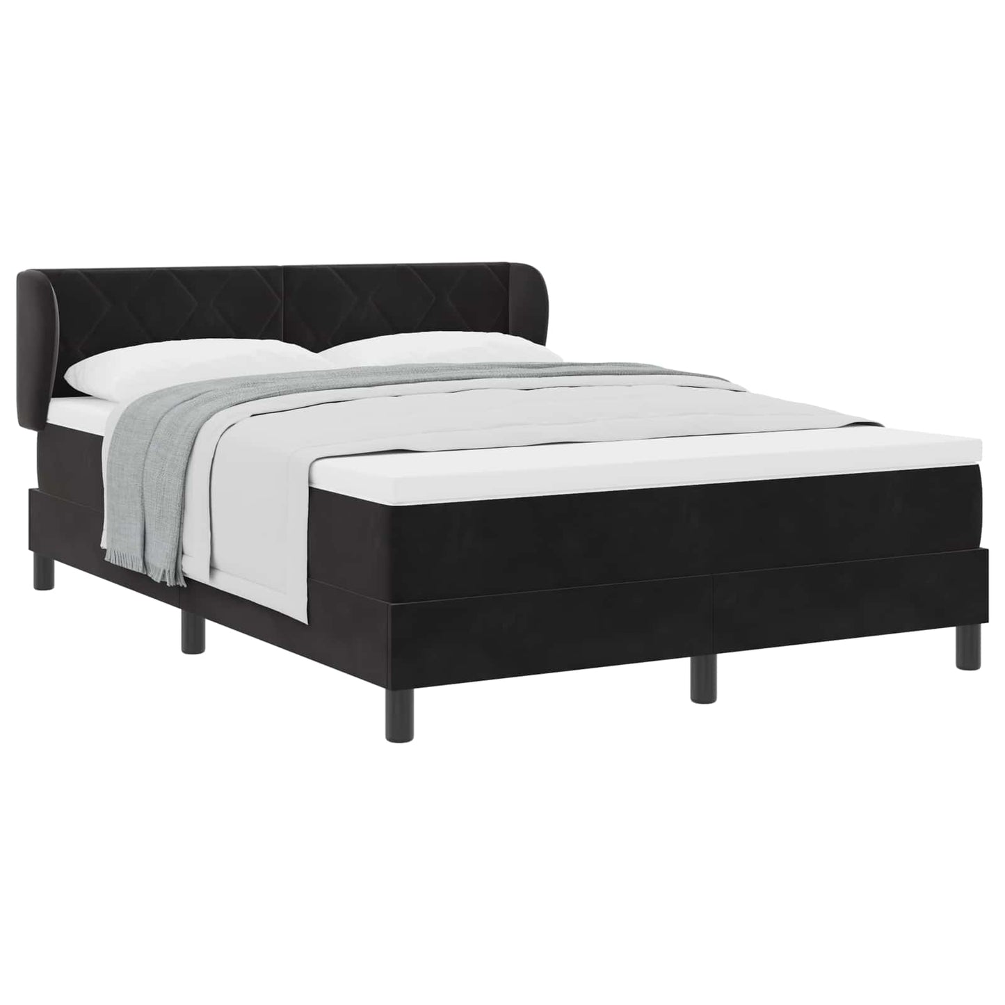 Letto a molle con testiera Nero 140 x 200 cm Velluto | homemem39