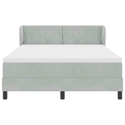 Letto a molle con testiera Grigio chiaro 160 x 200 cm Velluto | homemem39