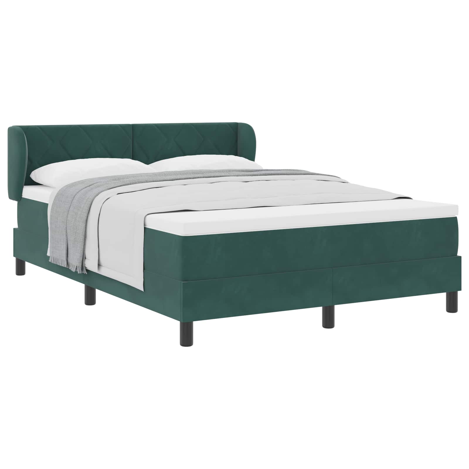Letto a molle con testiera Verde scuro 160 x 200 cm Velluto | homemem39