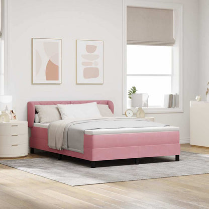Letto a molle con testiera Rosa 160 x 200 cm Velluto | homemem39