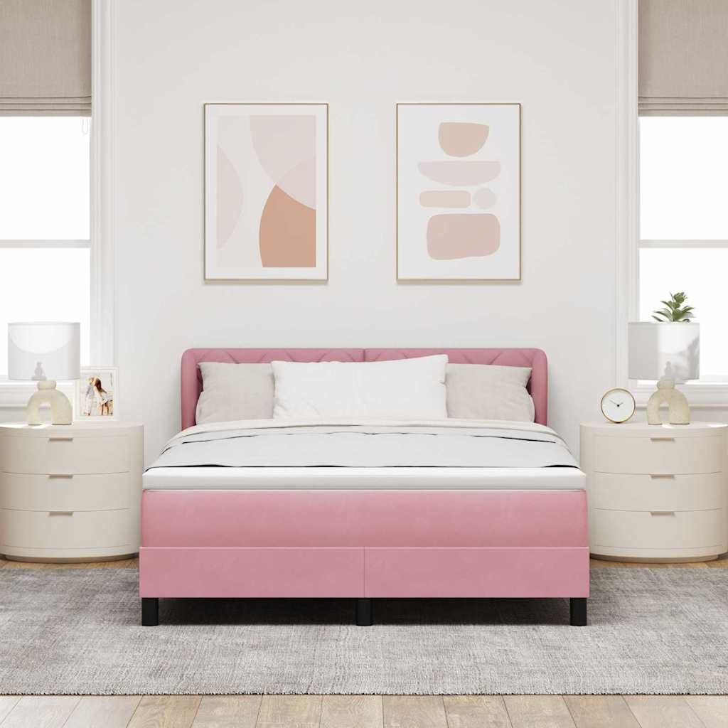 Letto a molle con testiera Rosa 160 x 200 cm Velluto | homemem39