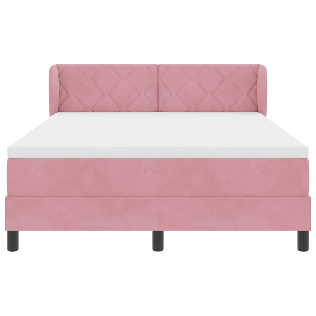 Letto a molle con testiera Rosa 160 x 200 cm Velluto | homemem39