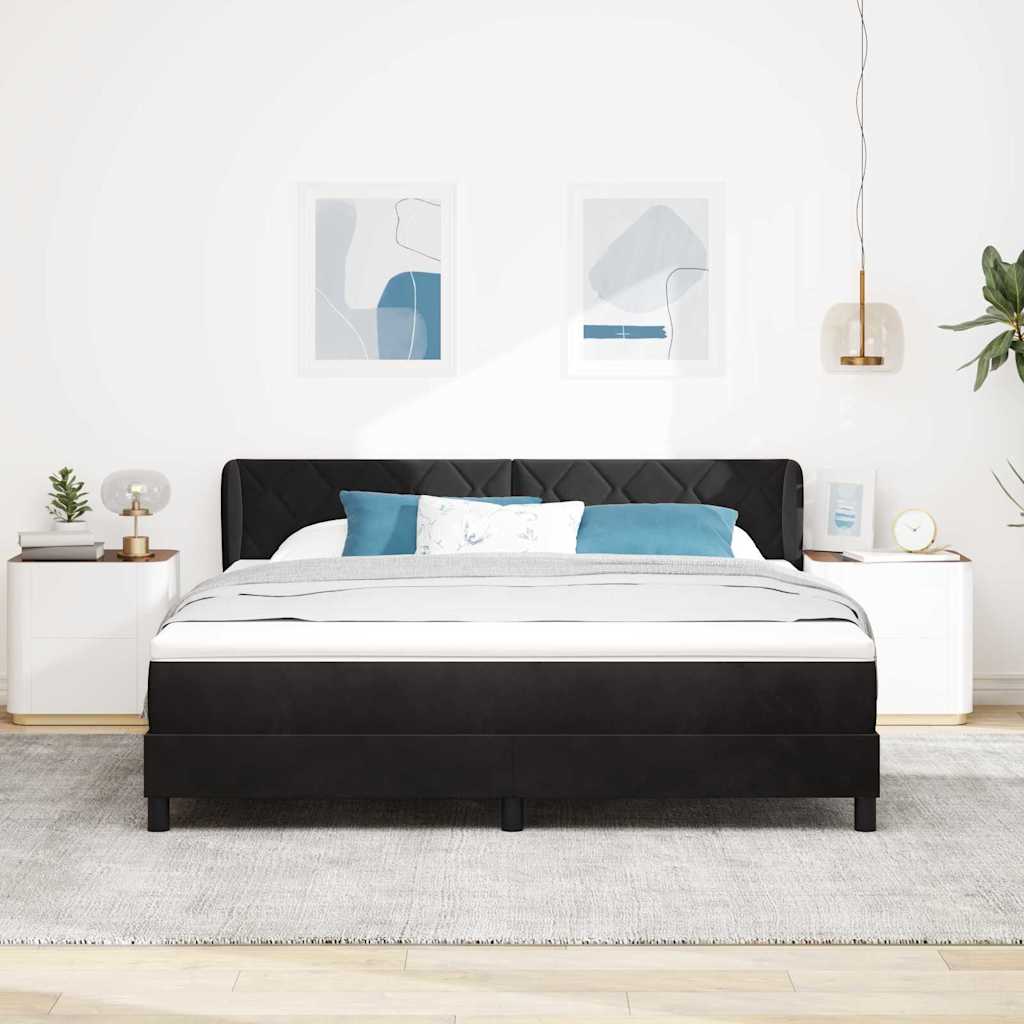 Letto a molle con testiera Nero 180 x 200 cm Velluto | homemem39