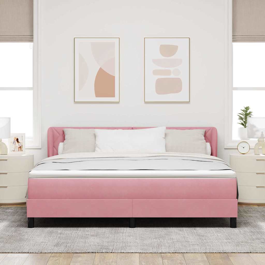 Letto a molle con testiera Rosa 180 x 200 cm Velluto | homemem39