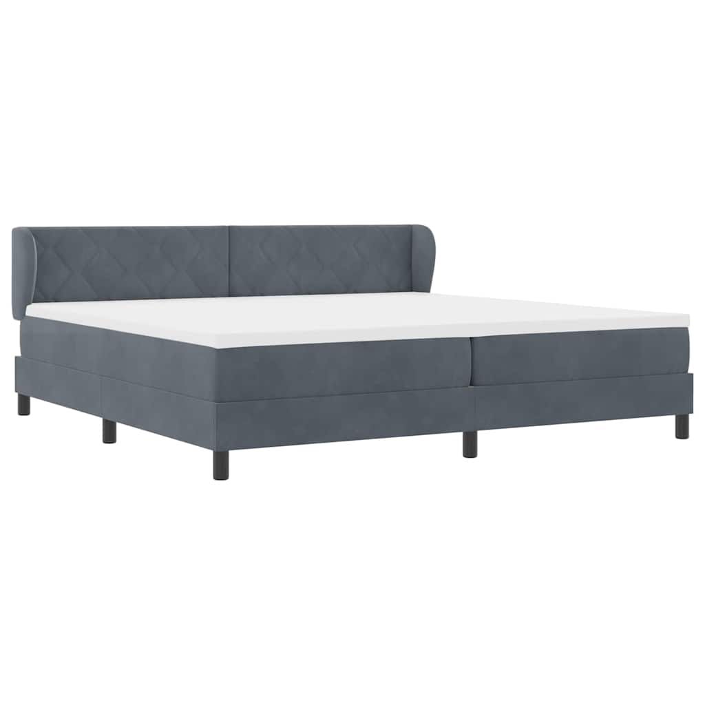 Letto con Molle e Materasso Grigio Scuro 80x200 cm Velluto