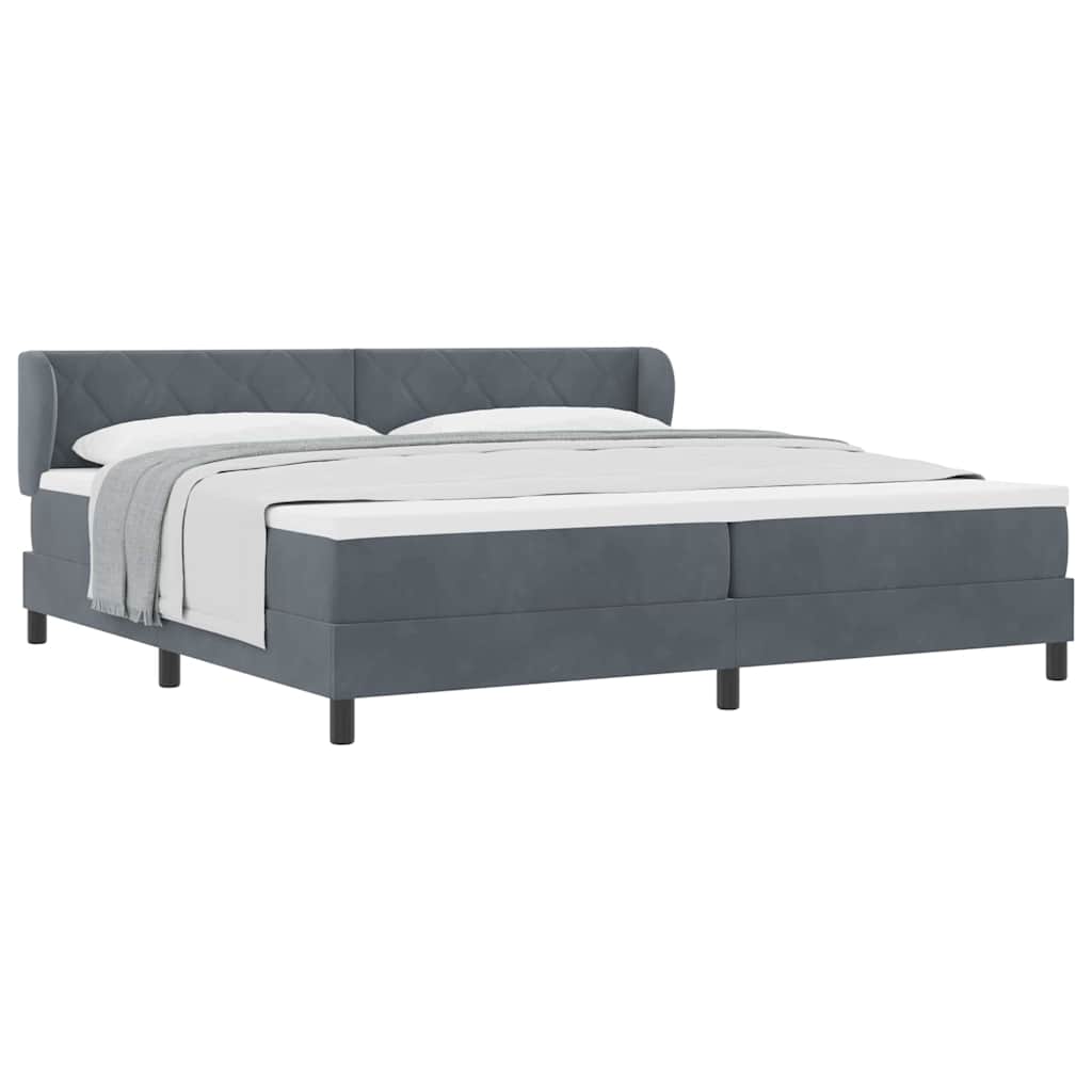 Letto con Molle e Materasso Grigio Scuro 80x200 cm Velluto